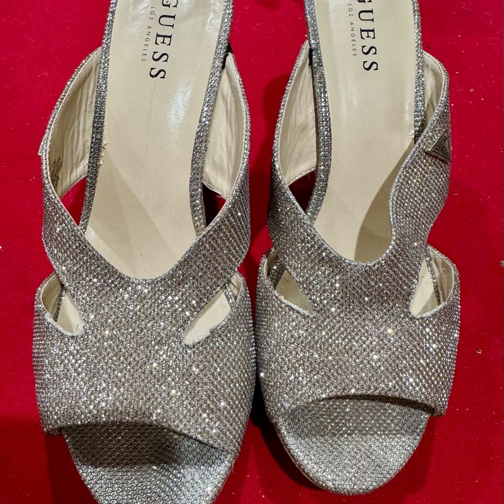 GUESS Sparkling Silver Heels
